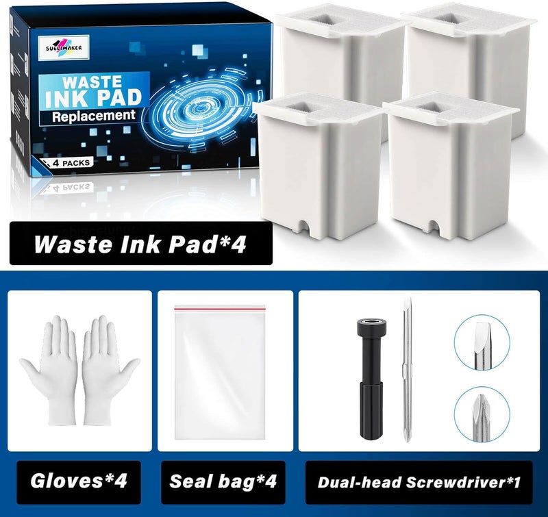 SUBLIMAKER Waste Ink Pad Replacement with Reset Software for Ecotank ET-2800 ET-4800 ET-2803 ET-2720 ET-2400 ET-4700 ET4800 ET2800 ET2803 ET2720 2800 4800 2803 Printers, Waste Ink Pad Maintenance Box (4 Packs) - Image 5